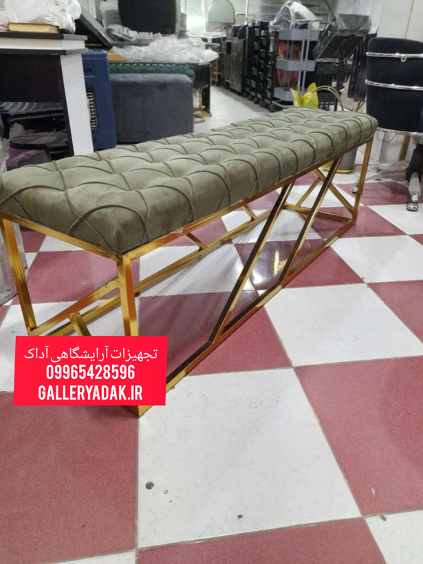 نیمکت فلزی انتظار سه نفره پایه فلز آبکاری شده